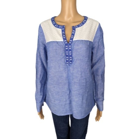 Vineyard Vines Light Chambray Embroidered Top M - Picture 1 of 8